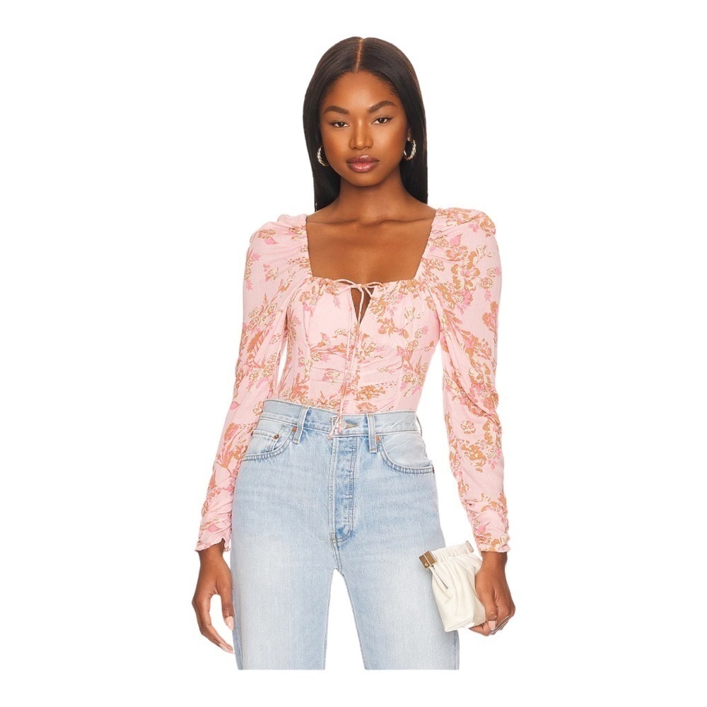 Nwt Free People Hilary Printed Top / pink combo